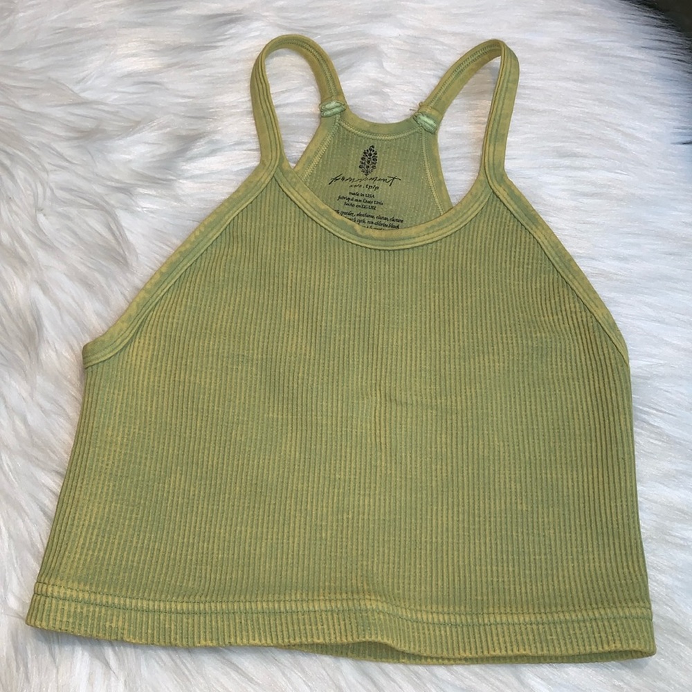 Free People Movement ribbed top acid yellow XS/S